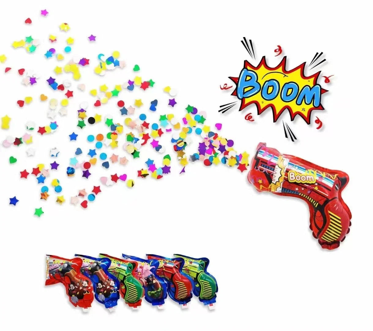 Automatic inflatable spray balloon with confetti for parties