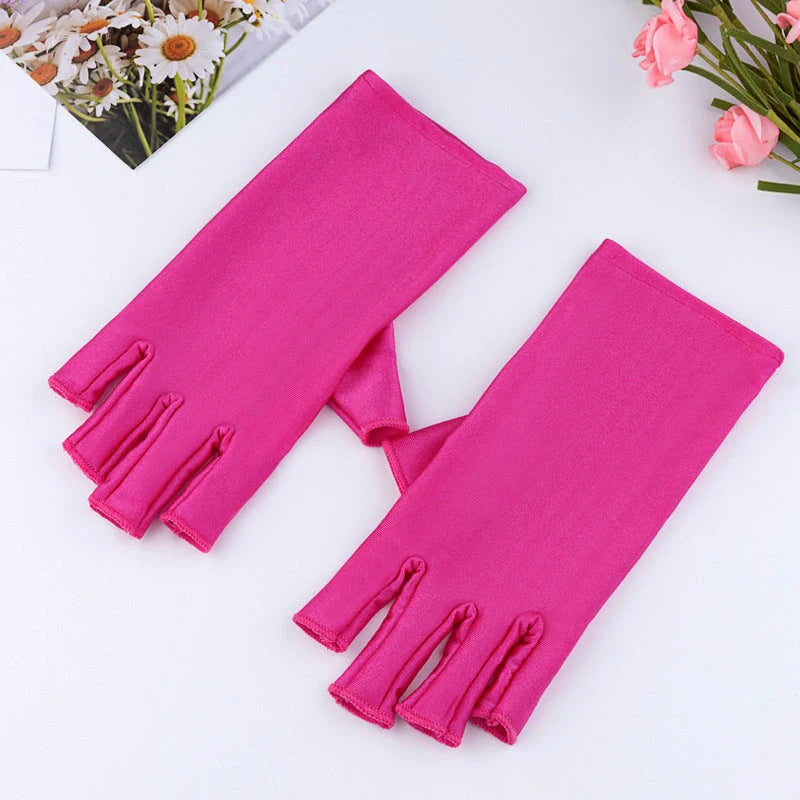 Stylish UV protection manicure gloves in various colours for safe nail care