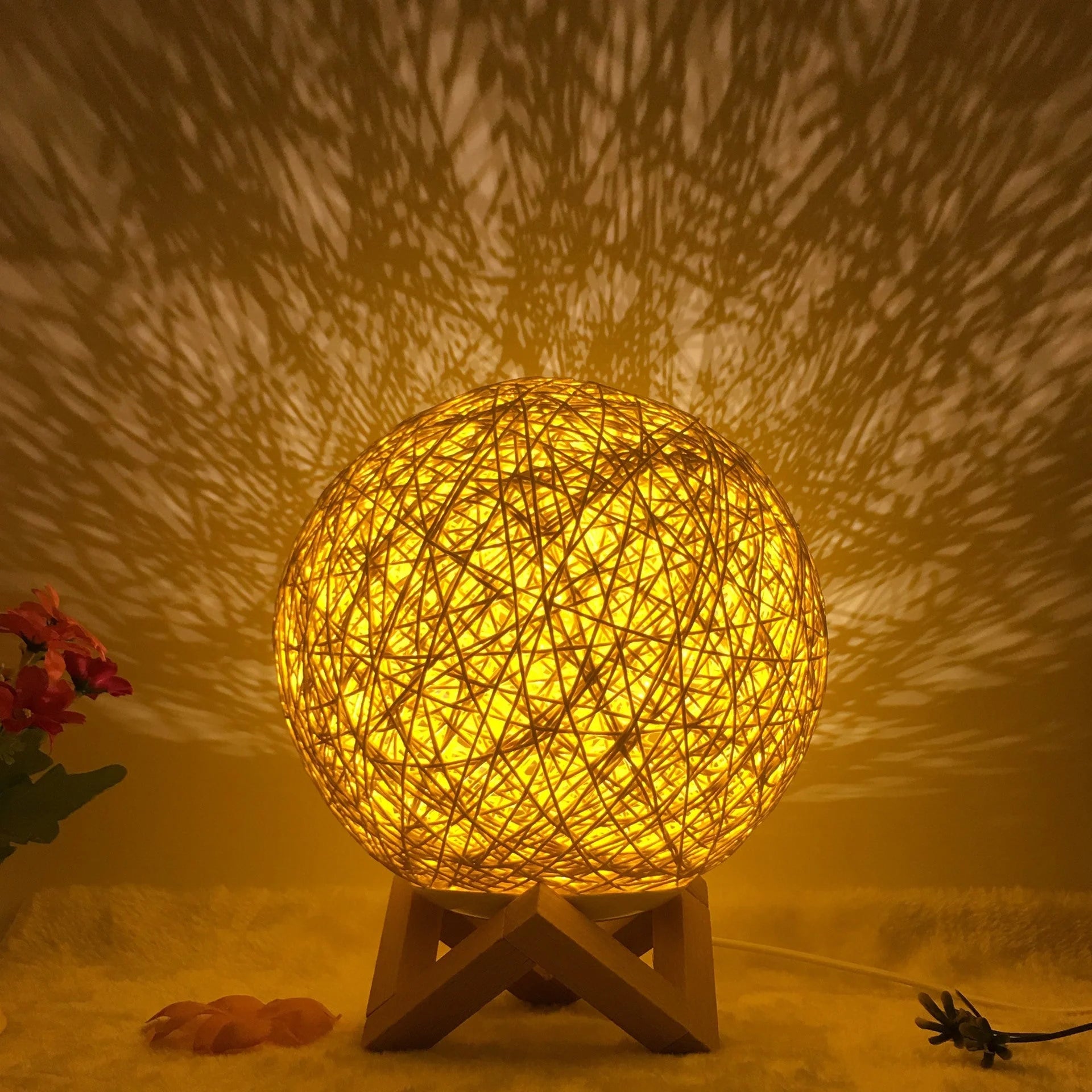 Creative Linen Table Lamp with LED Intelligent USB7 Colour RGB16 Remote Control