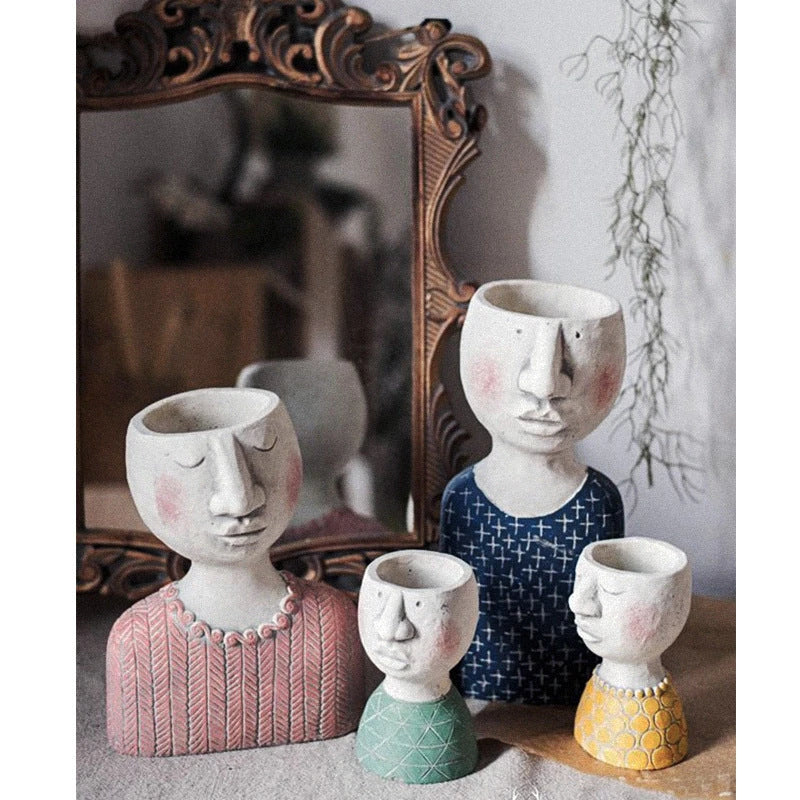 Elegant Greek-inspired cement flower pot vase with classical design for home and garden decor