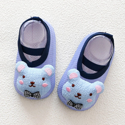 Non-slip baby shoes and socks with cartoon designs for toddlers