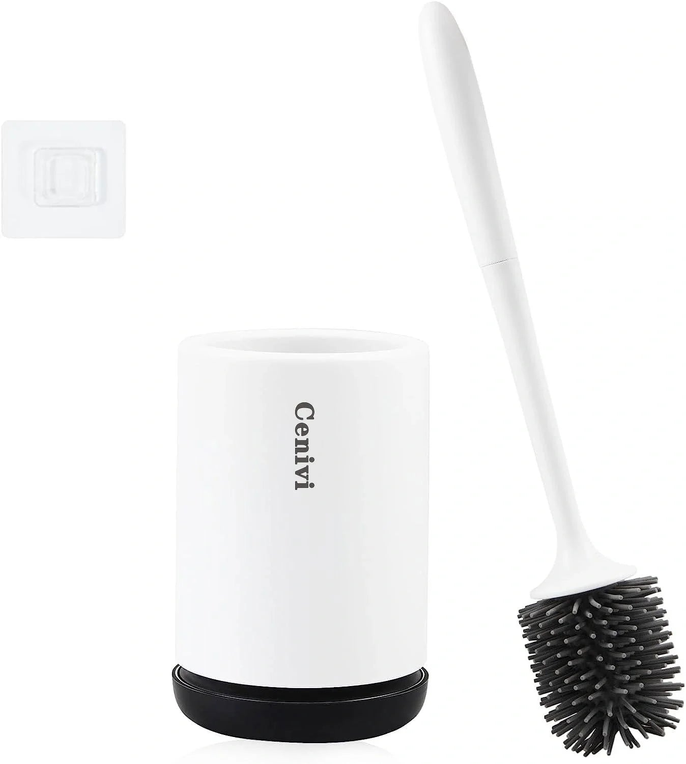 High-quality toilet brush with soft, decontaminated TPR bristles, ergonomic handle, and versatile floor-standing or wall-mounted design.