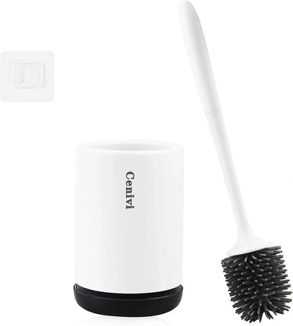 High-quality toilet brush with soft, decontaminated TPR bristles, ergonomic handle, and versatile floor-standing or wall-mounted design.
