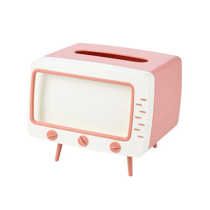 Stylish tissue box organiser with mobile phone holder in various colours for living room decor