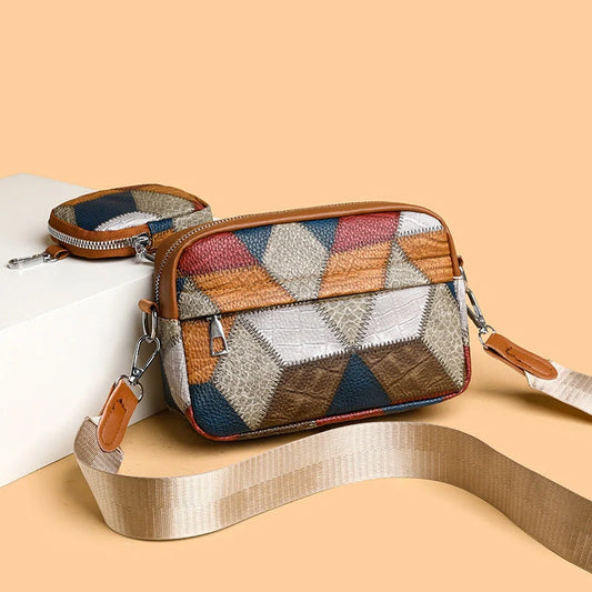 Retro-inspired satchel bag with contrasting black and yellow colour design, made of premium PU leather material