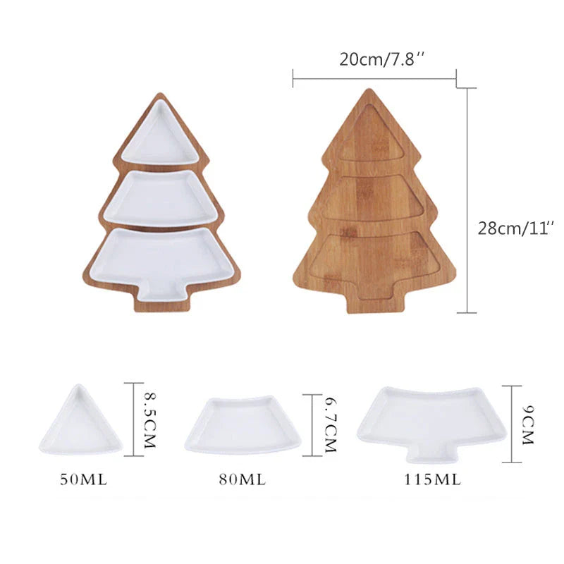 Festive Christmas Tree Ceramic Plates - Set of 4 Featuring Elegant Bone China Construction and Whimsical Tree Design