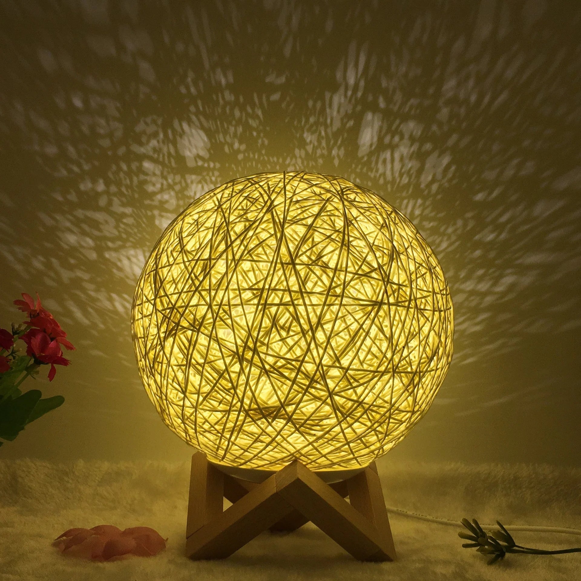 Creative Linen Table Lamp with LED Intelligent USB7 Colour RGB16 Remote Control