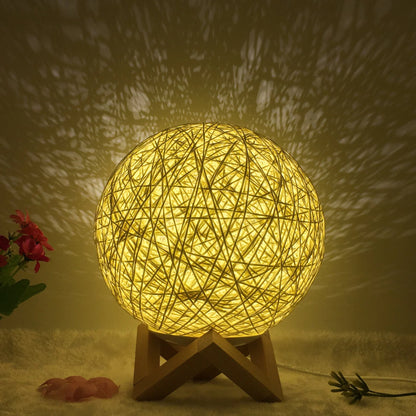 Creative Linen Table Lamp with LED Intelligent USB7 Colour RGB16 Remote Control