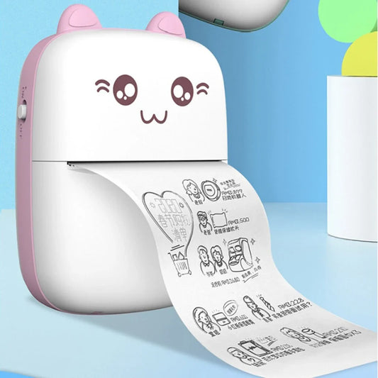 Compact Bluetooth printer for mobile devices, featuring thermal printing technology, Bluetooth connectivity, and rechargeable battery for on-the-go printing convenience