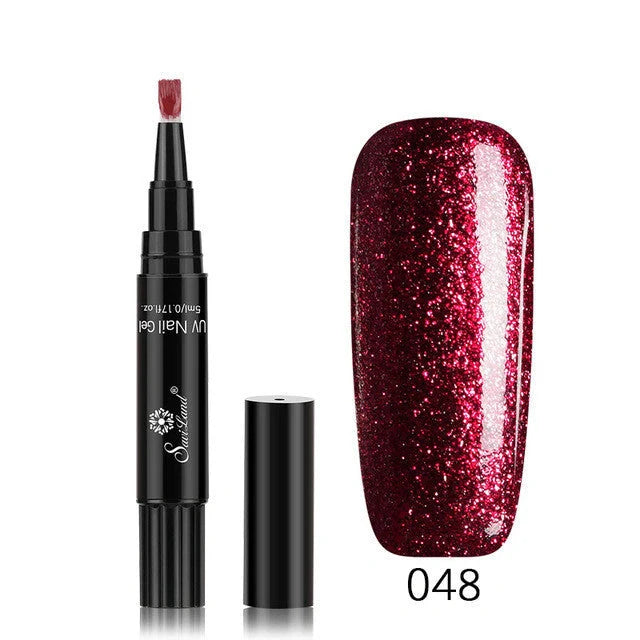 3-in-1 Gel Nail Varnish Pen with Glitter for easy one-step nail art