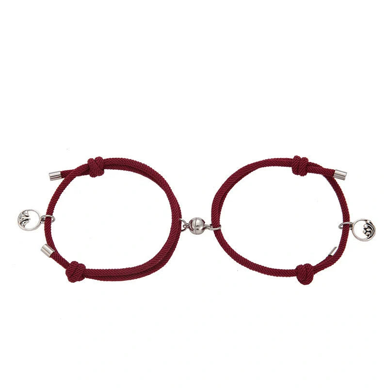 Magnetic Couple's Bracelet Set with adjustable alloy design, symbolising eternal love and connection.