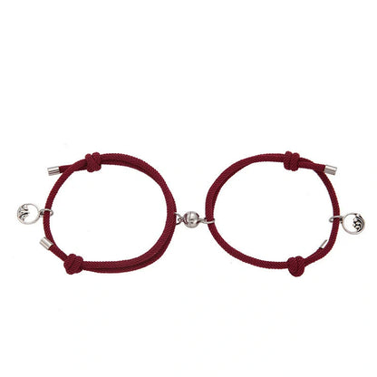 Magnetic Couple's Bracelet Set with adjustable alloy design, symbolising eternal love and connection.