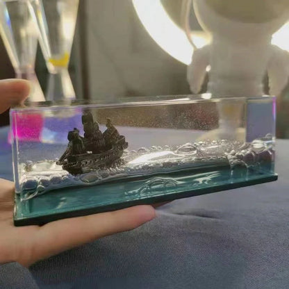 Acrylic liquid quicksand floating astronaut ornament in various colours