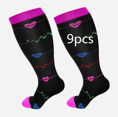 Plus-sized compression socks with bamboo fiber blend for breathability and comfort