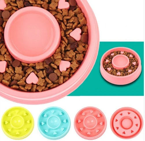 Anti-choke pet bowl made of durable plastic, available in multiple vibrant colours to suit your pet's style