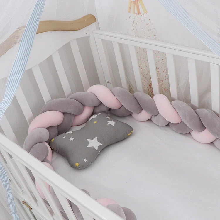 Baby Bumper Bed Braid Knot Pillow Cushion for infant crib safety in various colours