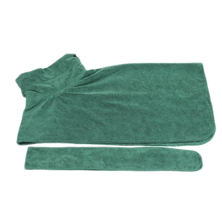 Premium microfiber pet drying bathrobe with adjustable strap and soft lining for superior comfort and absorbency