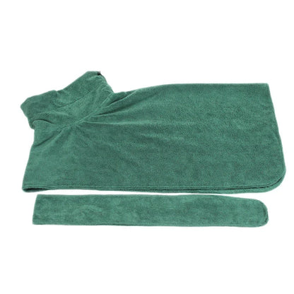 Premium microfiber pet drying bathrobe with adjustable strap and soft lining for superior comfort and absorbency
