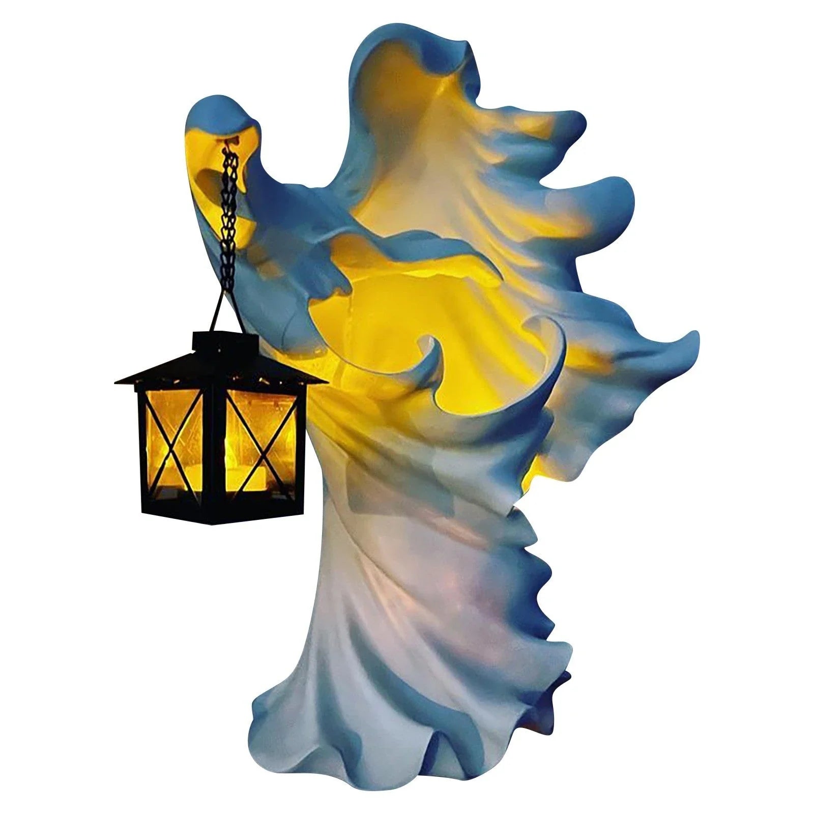 Handcrafted faceless ghost sculpture made of resin, perfect for Halloween decor and parties