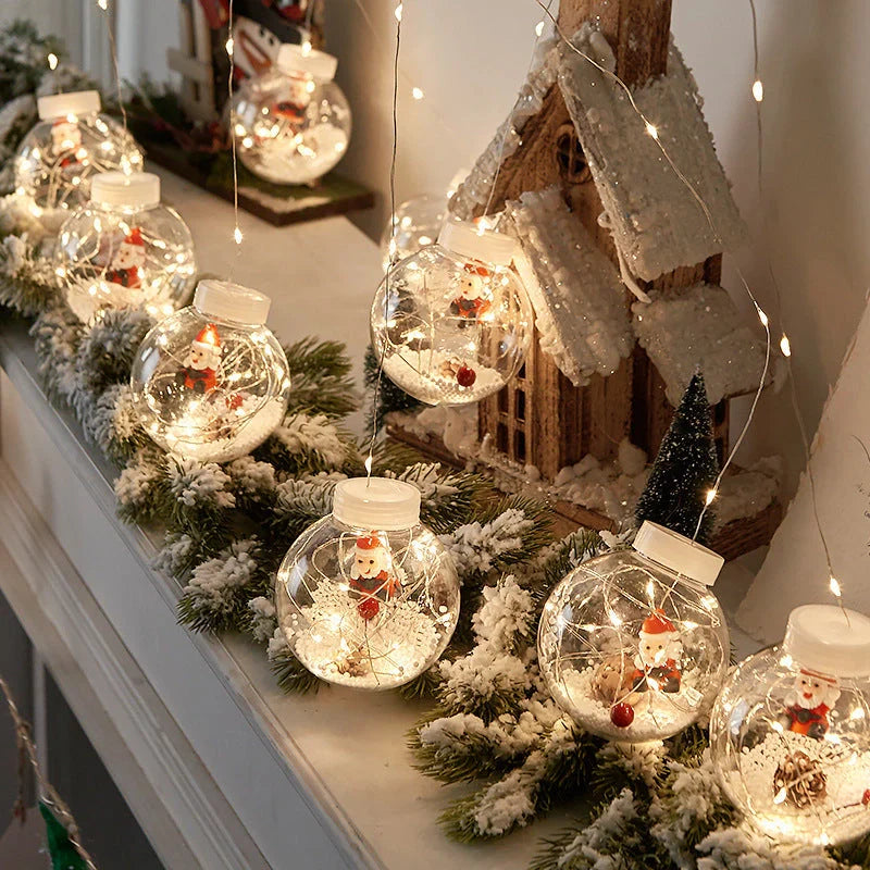10PCS LED Christmas curtain lamp set with fairy snowman and wishing ball designs