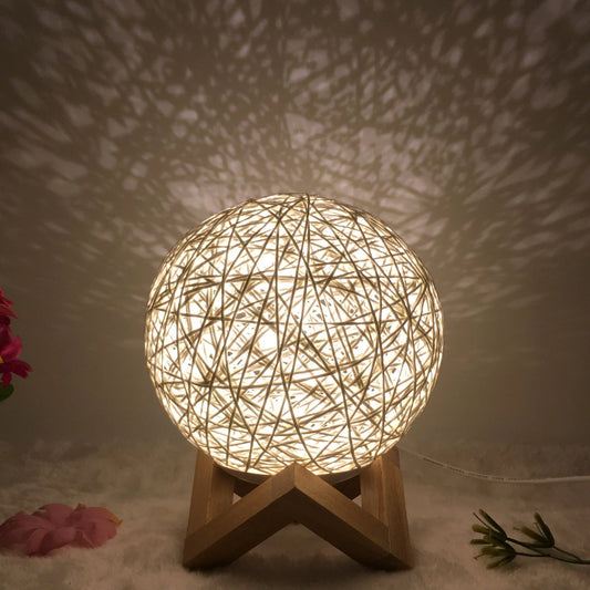 Creative Linen Table Lamp with LED Intelligent USB7 Colour RGB16 Remote Control