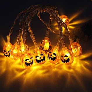 Spooktacular Halloween string lights with pumpkins, ghosts, and other festive decorations