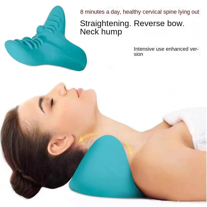 Blue natural latex cervical spine massage pillow for neck pain relief