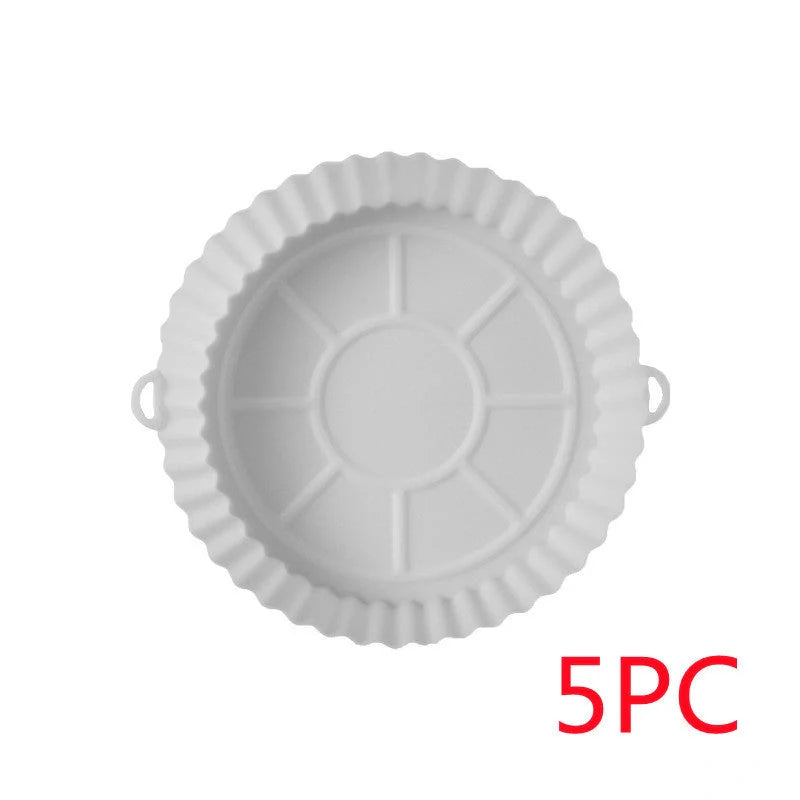 Round silicone baking tray mat for air fryer in various colours