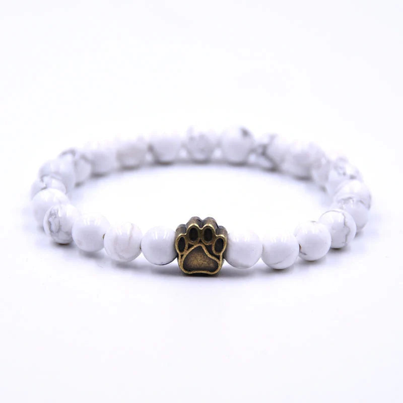 Natural stone dog paw bracelet with anti-fatigue properties, unisex design