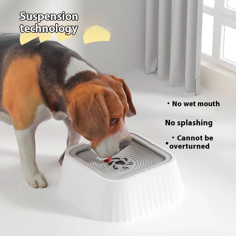 A premium floating pet bowl with a suspended water table design to prevent splashing and keep pets' faces dry