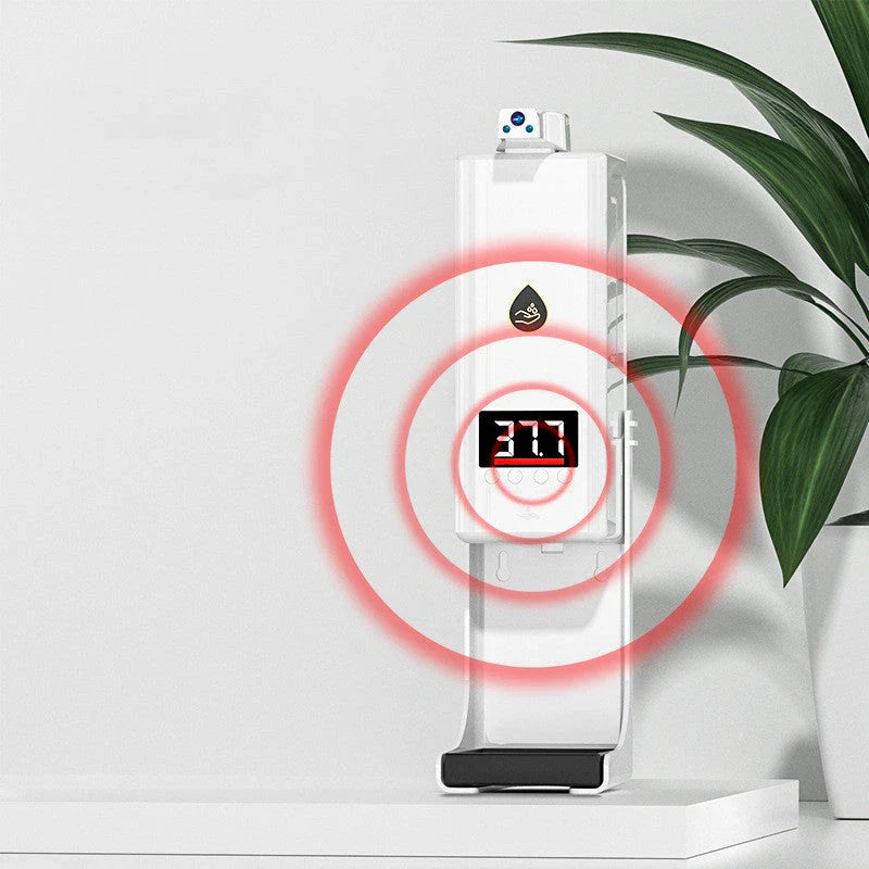 Premium disinfection soap dispenser with temperature monitoring - accurately measures body temperature and provides automatic hand sanitiser dispension for comprehensive hygiene solution