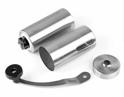 Premium hand coffee grinder with stainless steel construction and ceramic burr mechanism for consistent, precise grinding