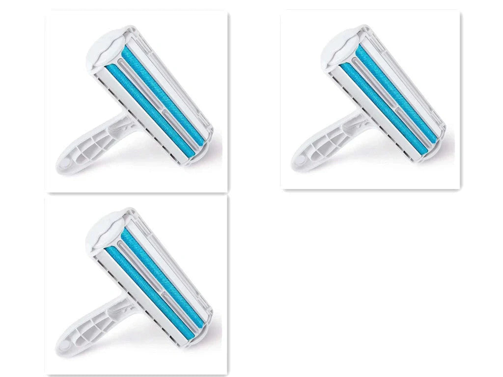 Durable ABS pet hair remover tool in red and blue for efficient cleaning of furniture and carpets