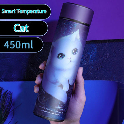 Premium stainless steel vacuum flask with LED touch display for temperature monitoring, available in various colors and sizes