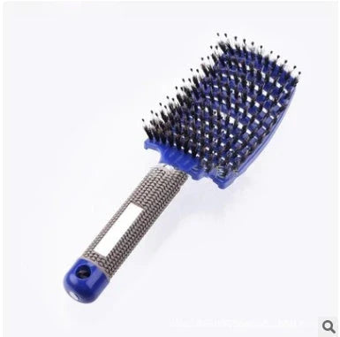 A premium hair brush with a sleek design, featuring soft bristles and a rounded massage function for healthy, detangled hair