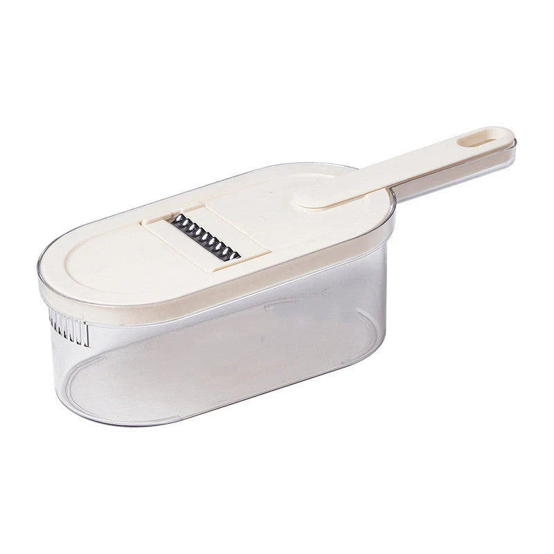 Versatile vegetable chopper with various blades, basket, and cleaning brush - efficient tool for slicing, dicing, shredding, and more