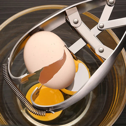 Premium stainless steel egg opener with razor-sharp blades for effortless, mess-free egg cracking
