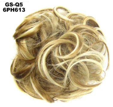 Synthetic wavy curly messy hair bun for women, 12cm diameter, high temperature wire