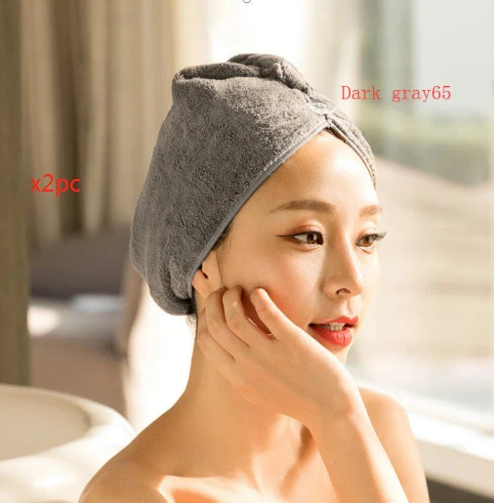 Luxury microfibre hair drying cap with absorbent and quick-drying properties, available in various colours