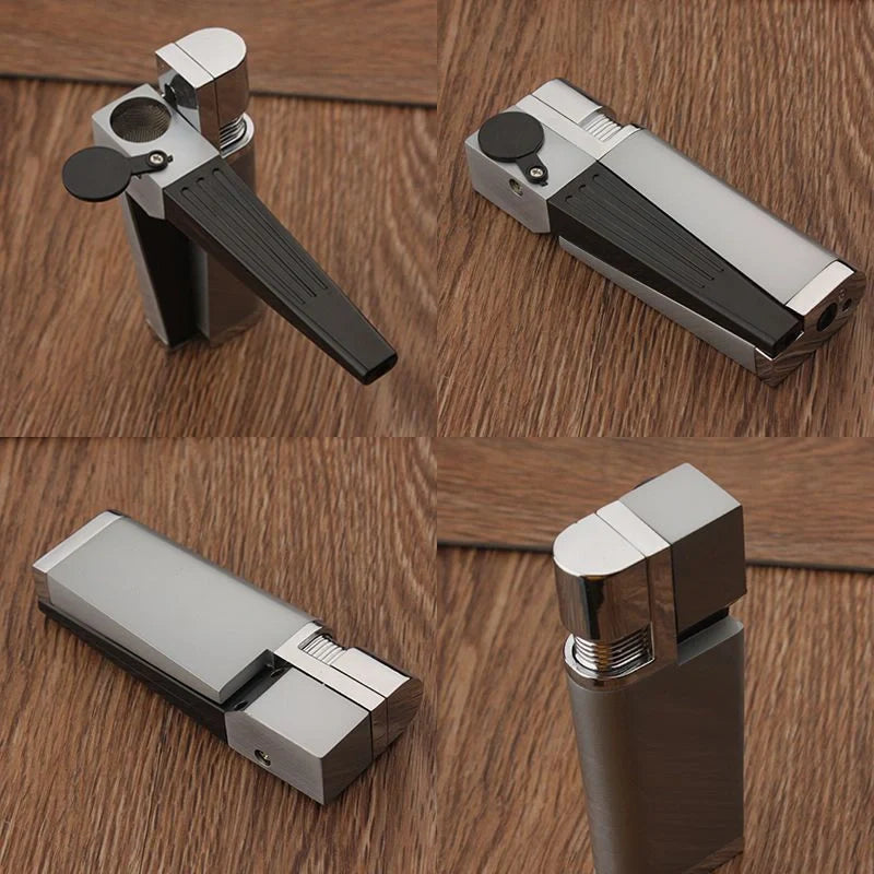 Foldable metal pipe lighter with stash compartment - eco-friendly smoking gadget