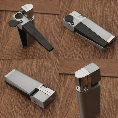 Foldable metal pipe lighter with stash compartment - eco-friendly smoking gadget