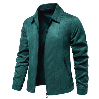 Men's suede lapel zipper jacket in various colours for autumn and winter wear
