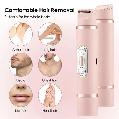Dual-Head Electric Lady Shaver with Painless Epilator for Smooth, Hair-Free Skin on Face, Underarms, Bikini, and Legs