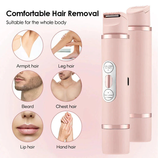 Dual-Head Electric Lady Shaver with Painless Epilator for Smooth, Hair-Free Skin on Face, Underarms, Bikini, and Legs
