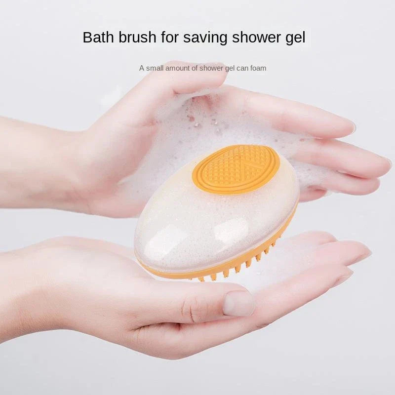 Premium pet grooming brush with soft silicone bristles for bathing and massaging dogs and cats