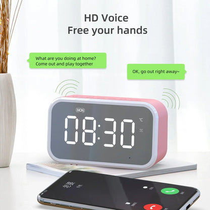 Desktop Alarm Clock with Bluetooth Wireless Audio in black, pink, or white