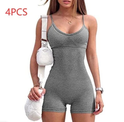Premium workout jumpsuit with spaghetti straps, available in a variety of vibrant colors for an elevated fitness style