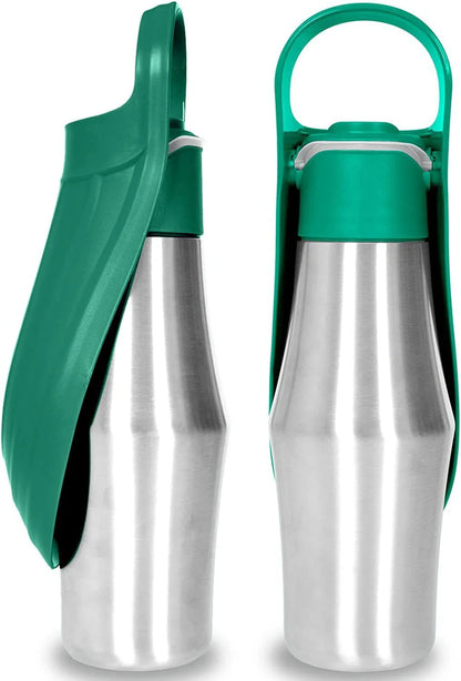 Portable dog water bottle with soft silicone leaf design for outdoor hydration