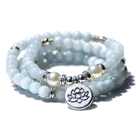 Premium handcrafted meditation bracelet with genuine Tiger's Eye stones, 108 beads, and a lotus charm