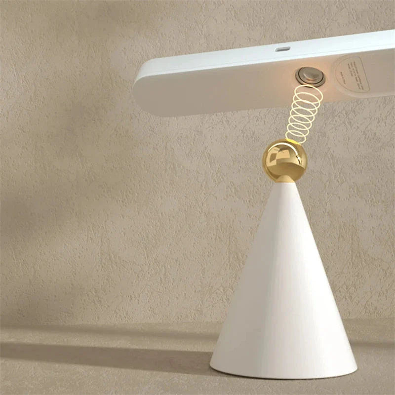 Elegant wireless reading lamp with geometric design, touch controls, and USB charging for versatile home lighting